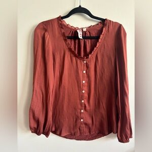 Anthropologie Dolans Women's Rust Button-Up Blouse